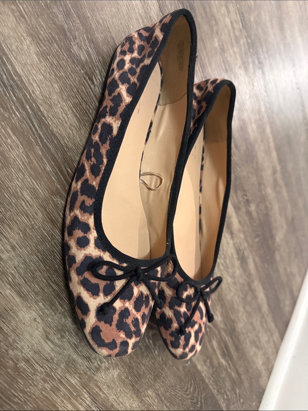 Leopard Print Ballet Flats with Black Trim